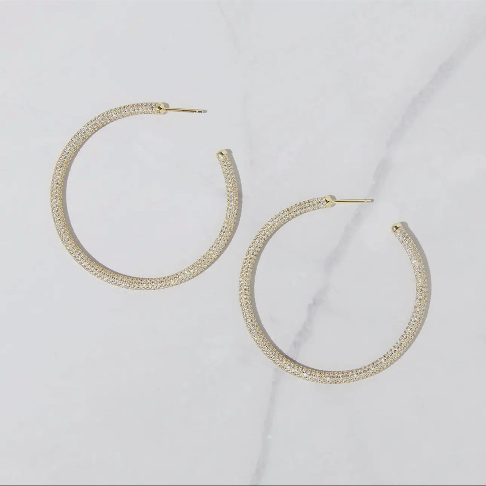 ✨Host Pick✨50mm Pave Hoop Earrings- Rose Gold